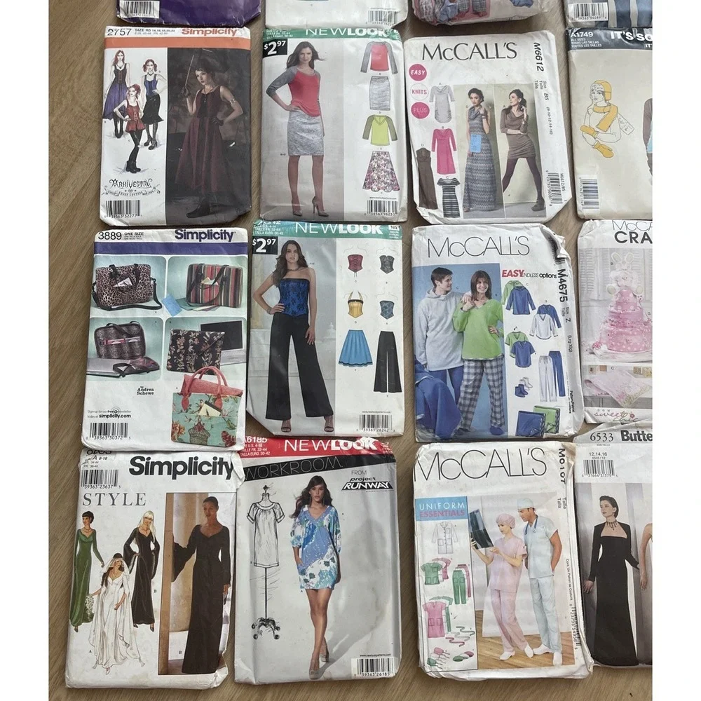 Lot of 21 Mixed Brands Sewing Patterns Simplicity Butterick McCall's New Look